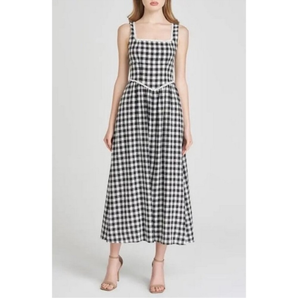 Wayf Black and White Gingham Dress